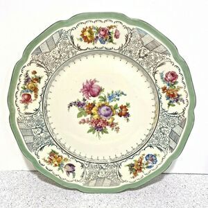 Vintage RM Czechoslovakia 6066 Cabinet Plate Colorful Floral & Silver Highlights